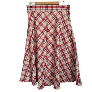 Alcea Rosea Vintage Style Plaid A-Line Midi Skirt With Elastic Waist For Women s